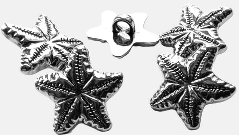 B10053 17mm Silver Metallic Effect Starfish Novelty Shank Button