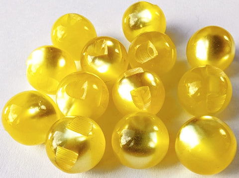 B10129 14mm Yellow Vivid Pearlised Ball Button-Hole Built into the Back.