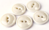 B10137 19mm Antique Bridal White High Gloss Raised Rim Fish Eye Button