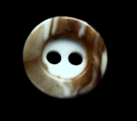 B10241 11mm Brown-White Gloss Marble Effect 2 Hole Button