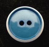 B10634 19mm Deep Maya Blue-Natural High Gloss 2 Hole Button
