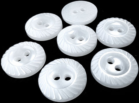 B11477 11mm White Polyester Mill Edge 2 Hole Button