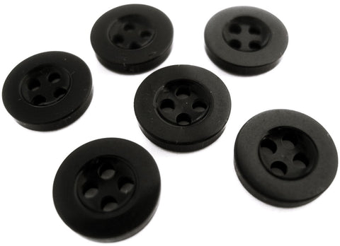 B11721 9mm Black Gloss Polyester 4 Hole Button