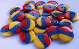 B18364 20mm Yellow-Red-Blue High Gloss Tricolour 2 Hole Button 