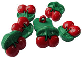 B12950 15mm Red-Green Cherry-Cherries Novelty Childrens Shank Button