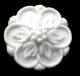 B12971 18mm White Textured Flower Design Shank Button
