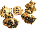 B13740 16mm Gold Metallic Effect Poly Hippo Novelty Shank Button