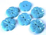 B14103 15mm Turquoise Blue High Gloss Flower Shaped 2 Hole Button