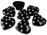 B14908 15mm Black-White Polka Spotty Love Heart Shape 2 Hole Button
