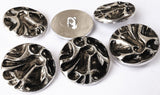 B14986 31mm Silver-Black-Metal Shank Button with a Textured Design
