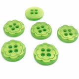 11mm Green Etched Flower Polyester 4 Hole Button