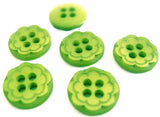 B15013 11mm Green Etched Flower Polyester 4 Hole Button