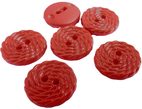 B15092 15mm Red Nylon Textured Gloss Swirl Surface 2 Hole Button
