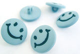 B15199 15mm Blue-Black Smiley Face Matt Novelty Childrens Shank Button