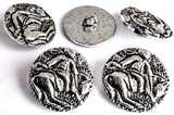 B15404 16mm Silver-Black Textured Horse-Rider Metal Shank Button