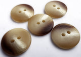 B15502 17mm Creams-Browns Bone Sheen Lightly Domed 2 Hole Button