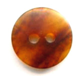 B15503 15mm Tortoise Shell Brown-Amber Bone Sheen 2 Hole Button