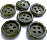 B15518 16mm Moss Greens Faux Horn Matt Centre Gloss Rim 4 Hole Button