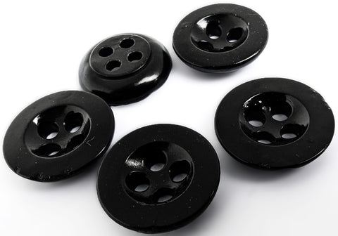 B15525 18mm Black High Gloss Trouser-Brace Type 4 Hole Button