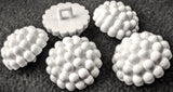 B16018 15mm White Domed Flower Shaped Textured Gloss Shank Button