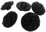 B16134 17mm Black Domed Nylon Shank Button with a Textured Design