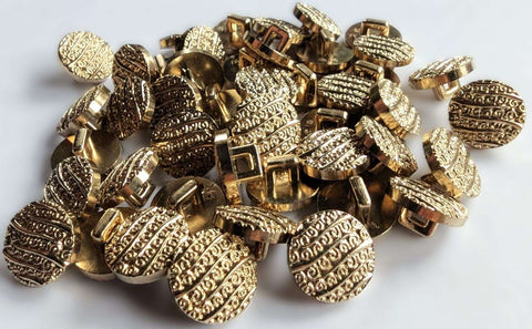 B16178 13mm Pale Gold Metallic Effect Poly Textured Shank Button 