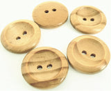 B17190 25mm Pine Wood 2 Hole Wooden Button with a Concave Centre