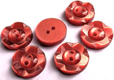 B17441 14mm Red Dished Edge (Fruit Gum) Polyester 2 Hole Button