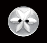 B18153 14mm White 2 Hole Peaarlised Polyester Star Button