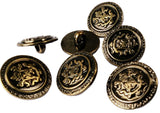 B18225 15mm Anti-Brass-Black Metal Effect Coat Of Arms Shank Button