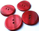 B18304 23mm Red 2 Hole Button, Curled Rim and Tonal Satin Sheen