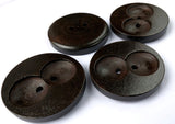 B18312 30mm Dark Brown Chunky 2 Hole Wood Button with Circular Dinks