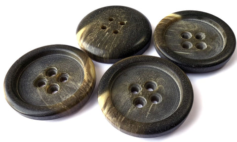 B18314 27mm Drab Olive Brown-Antique Cream Misty Matt 4 Hole Button