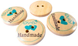 B18331 20mm Pine-Green Love Heart Handmade Print Wood 2 Hole Button