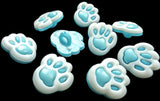 B18349 19mm Turquoise-White Dog Paw Novelty Childrens Shank Button