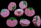 B18352 16mm Pink Strawberry Shaped Wooden Novelty Shank Button