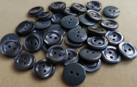 B18374 15mm Moonlight Grey Blue 2 Hole Button-Pearlised Vivid Shimmer
