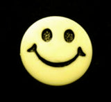 B4154 15mm Pale Primrose-Black Smiley Face Childrens Novelty Shank Button