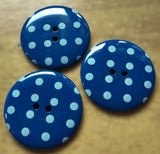 B4849 34mm Royal Blue Polka Dot-Spot Gloss 2 Hole Button