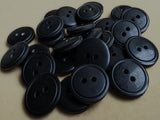 B5147 17mm Black Soft Gloss Ring Edge 2 Hole Button