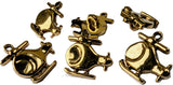 B5712 18mm Gold Metallic Effect Helicopter Design Novelty Shank Button