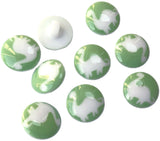B5723 15mm Green-White Dinosaur Childrens Gloss Domed Shank Button