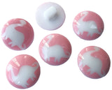 B5727 15mm Pink-White Dinosaur Childrens Gloss Domed Shank Button
