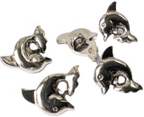 B6030 15mm Silver Metallic Effect Dolphin Childrens Novelty Shank Button