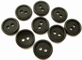 B6104C 14mm Black Matt 2 Hole Buttons with a Rasied Gloss Rim