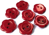 B6229 15mm Red Gloss Daisy Flower Novelty Two Hole Button