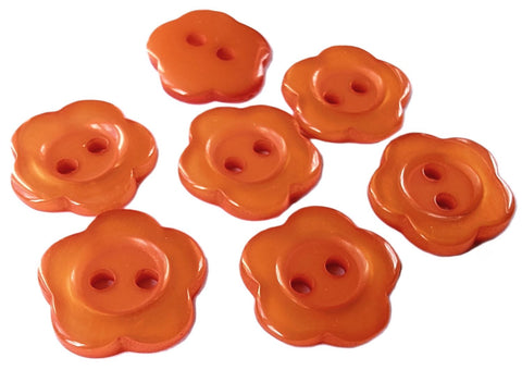 B6247 15mm Orange Gloss Daisy Flower Novelty Two Hole Button