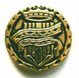 B6492 17mm Anti Gold Heavy Metal Shank Button, Coat Of Arms Design