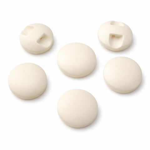 14mm bone‑cream soft‑sheen back‑hole button with domed front and recessed rear hole.