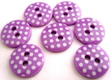 12mm Pale Purple and White Polka Dot Glossy 2 Hole Button 